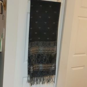 Black and gold shawl, scarf, or head and neckcover